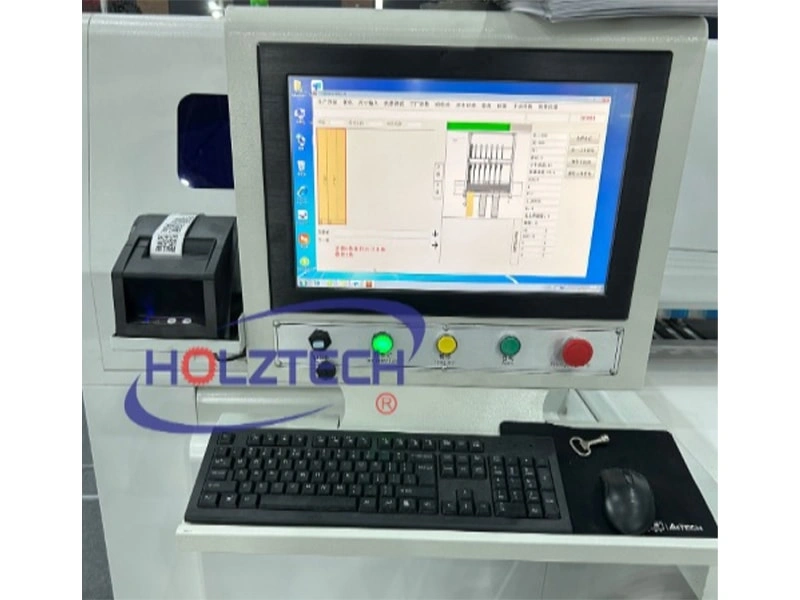 19” big computer screen，it is very clear during using the optimization software.  With barcode printer to work with 6 sides drilling machine.