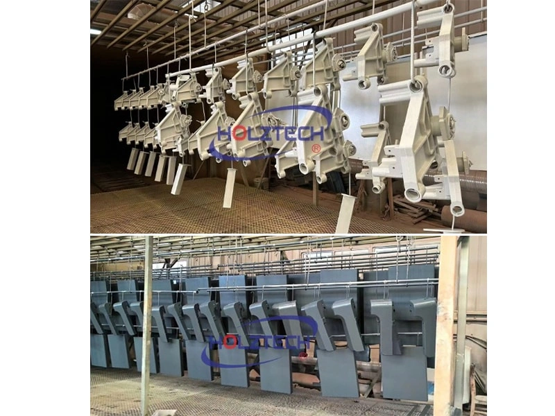 Cast components powder coating.